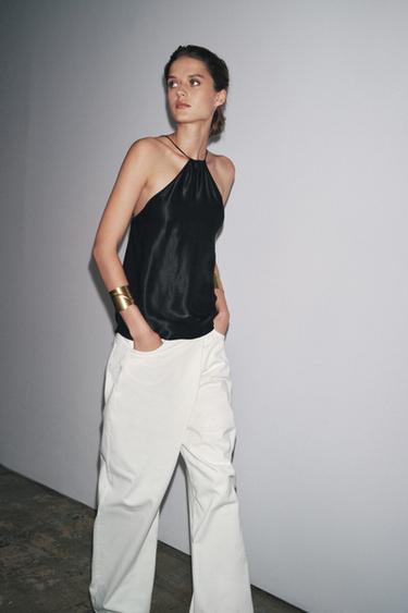 PANTALON PLI COTON ZW COLLECTION - Blanc de Zara - Image 5