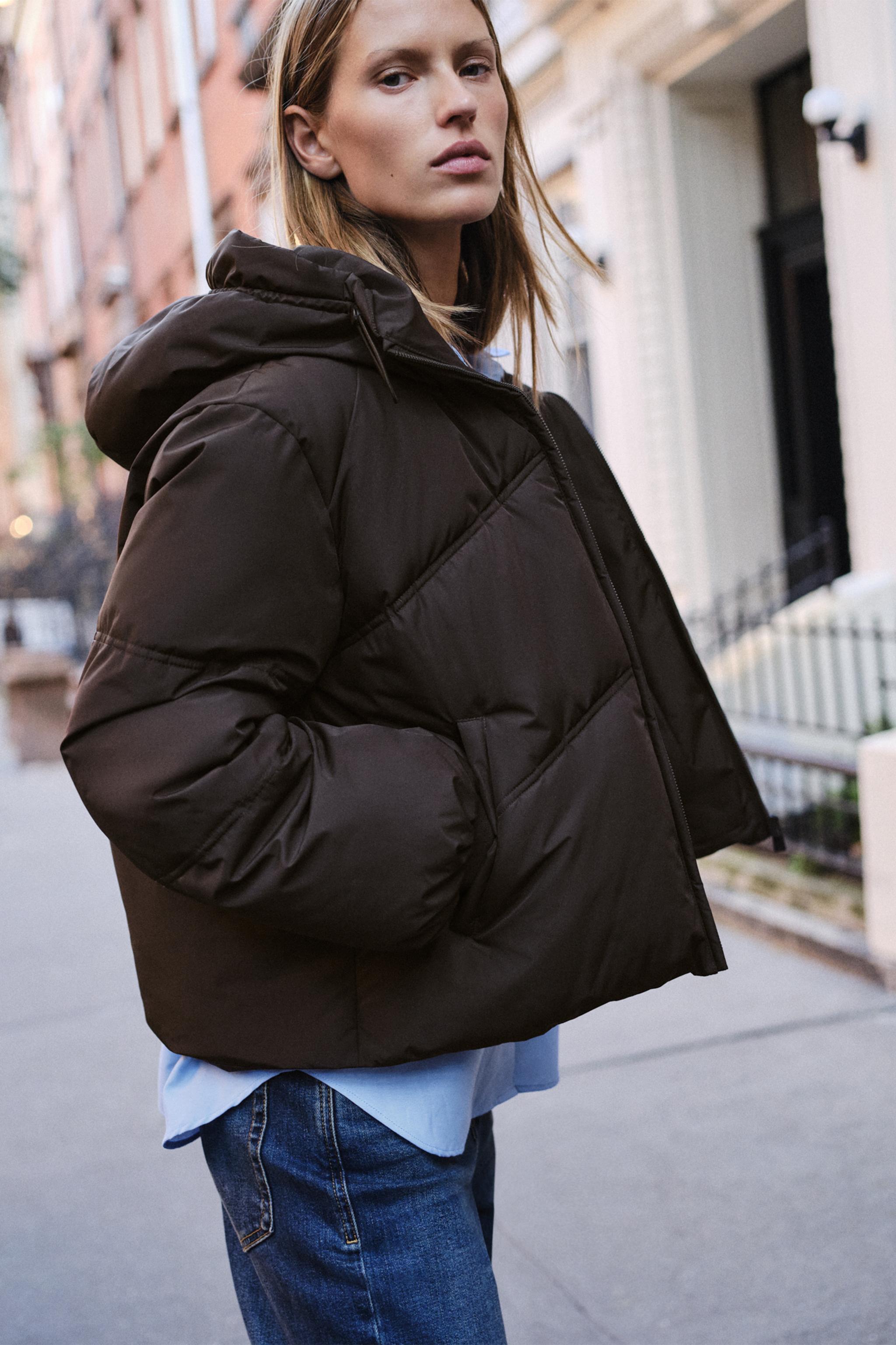 Zara SU Geçirmez Kapüşonlu Anorak görsel 8