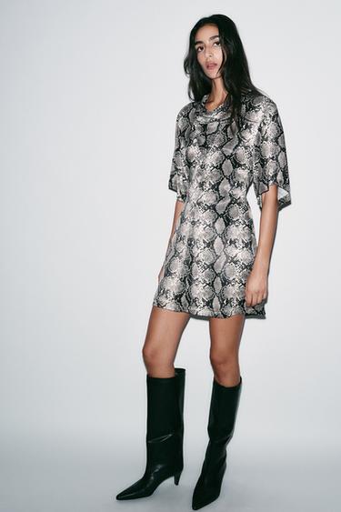 Zara ANIMAL PRINT MINI DRESS - Snake