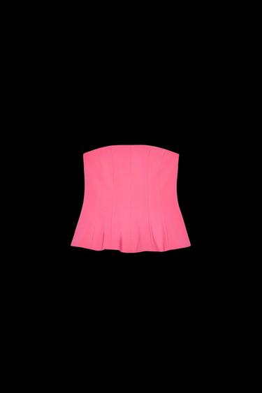 Zara PEPLUM BANDEAU TOP - Pink - Image 0