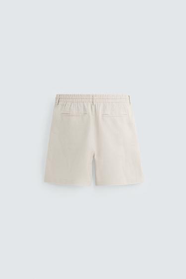 100% LINEN BERMUDA SHORTS - Beige by Zara - Image 6
