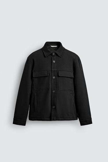 TEXTURED PADDED OVERSHIRT - Black by Zara