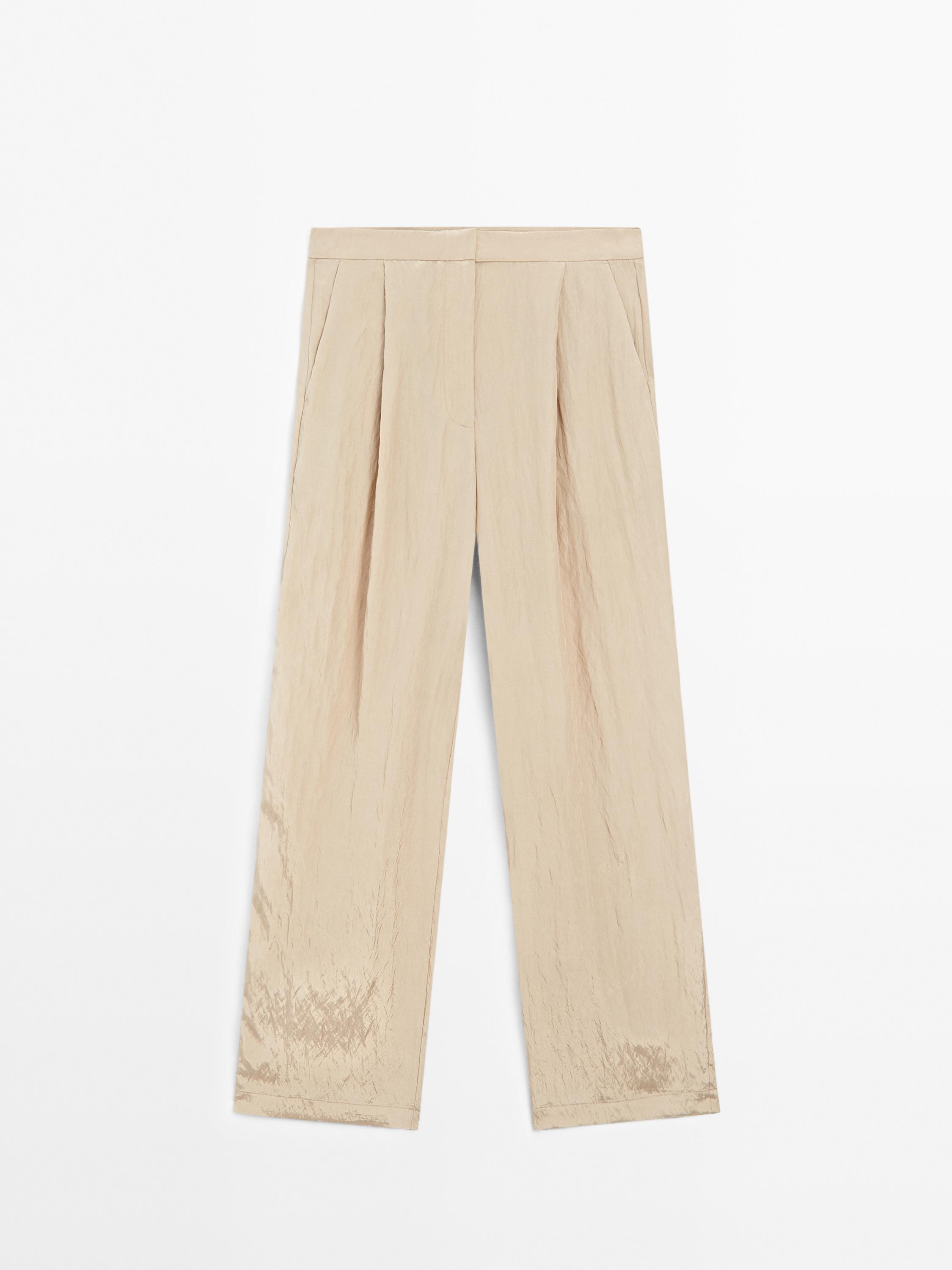 Textured satin trousers