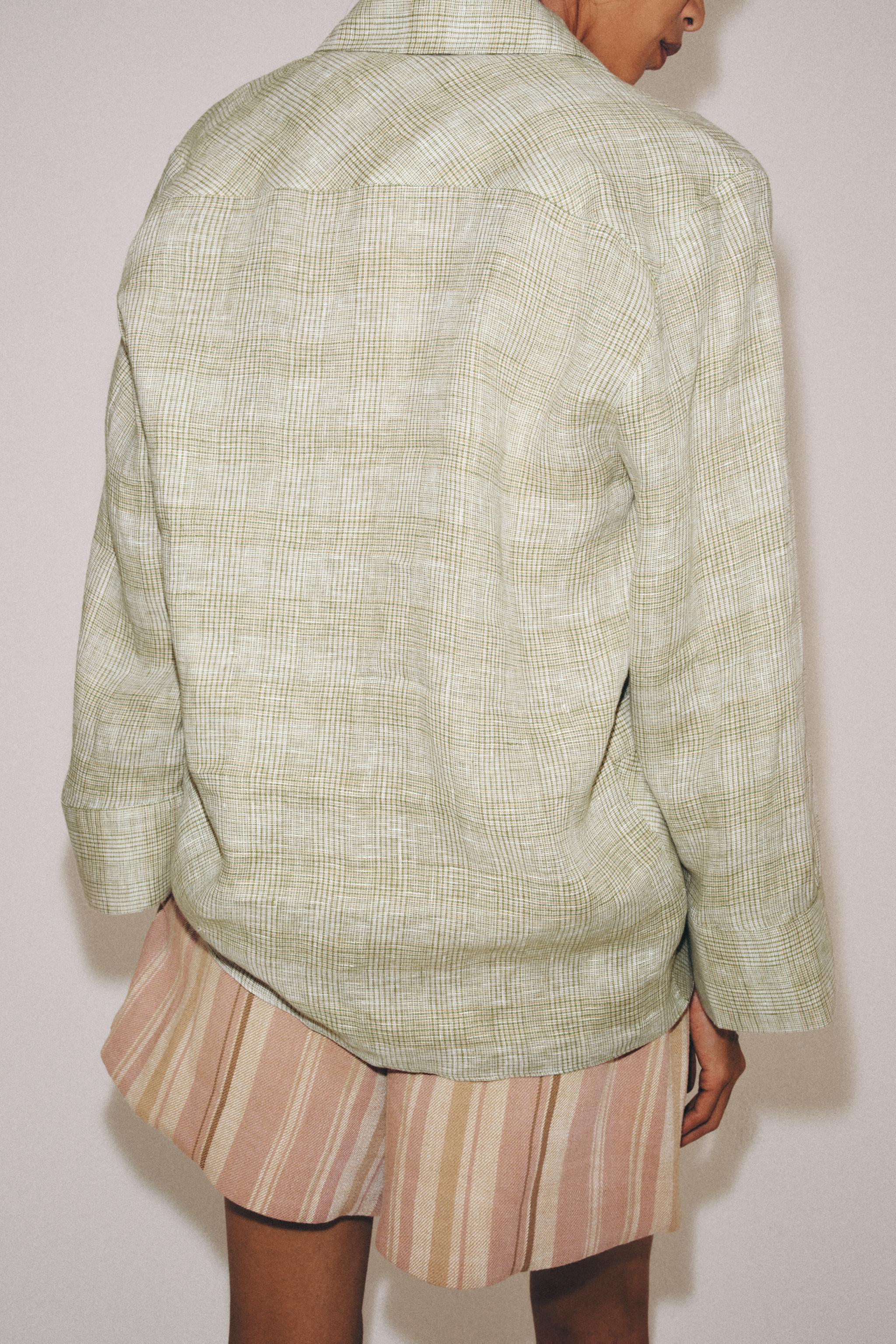 ZW COLLECTION PLAID LINEN SHIRT