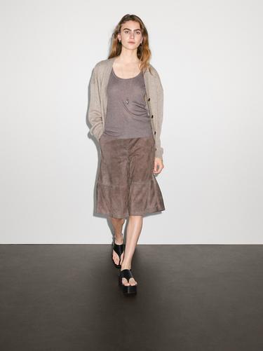 Cardigan oversized cuello pico 100% cashmere - Negro oro de Zara - Imagen 0