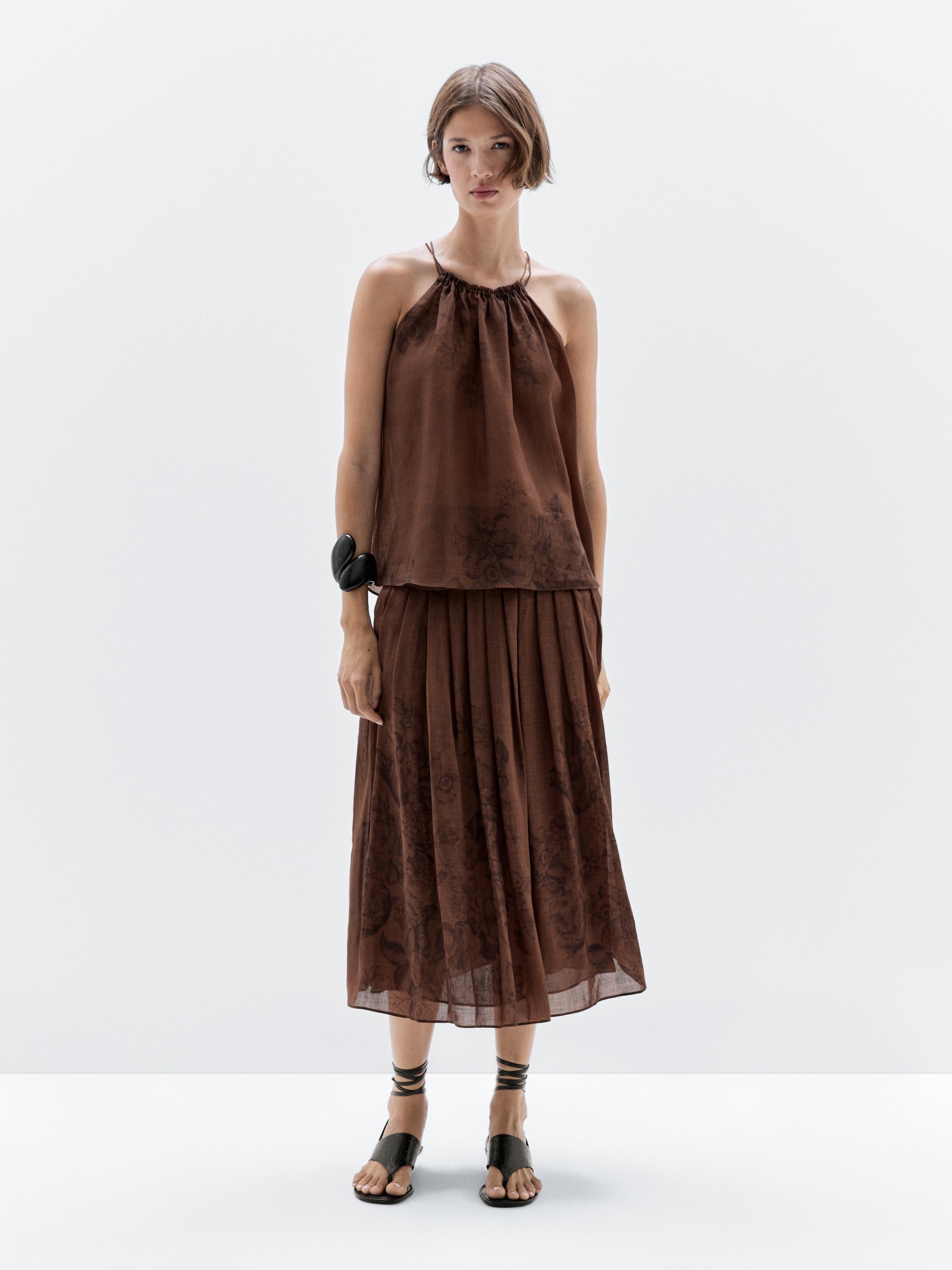 Jupe midi ample imprimé fleurs