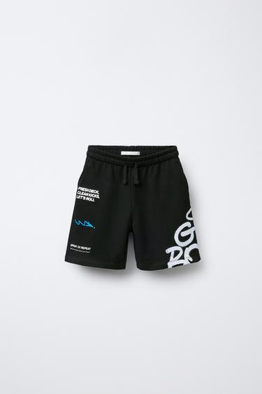 GRAFFITI PRINT BERMUDA SHORTS - Black by Zara - Image 0