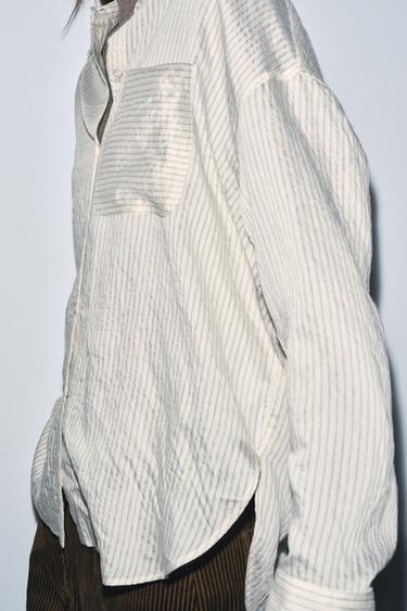 CHEMISE FLUIDE À RAYURES ZW COLLECTION - Blanc / Noir de Zara - Image 3