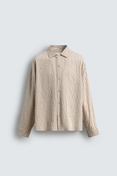 CHEMISE FLUIDE RAYURES EFFET FROISSÉ - Écru de Zara - Image 5
