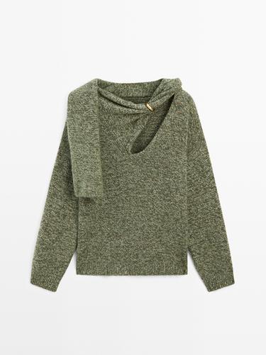Jersey punto jaspeado bufanda - STUDIO - Verde Menta de Zara