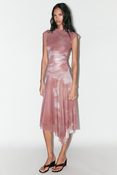GATHERED TULLE DRESS - Pinks by Zara