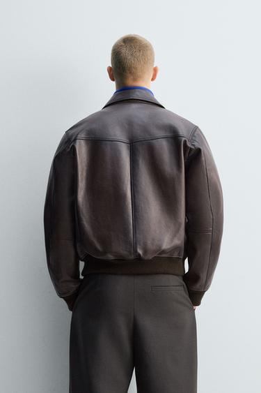 BLOUSON EN CUIR ÉDITION LIMITÉE - Marron de Zara