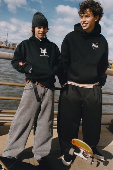 BLUZË HOODIE ZOO YORK® X ZARA - E zezë nga Zara