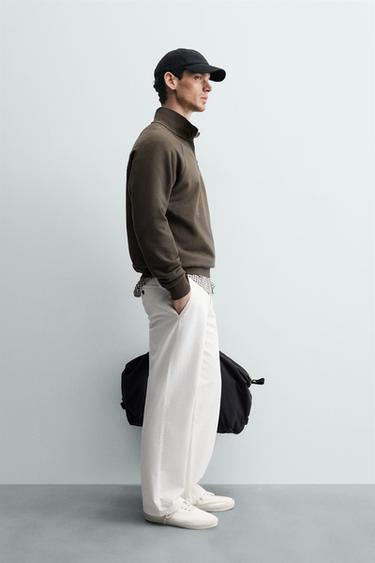 SWEAT LAVÉ COL ZIPPÉ - Marron foncé de Zara - Image 3