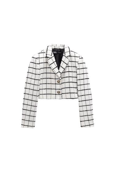 CROPPED CHECKED BLAZER