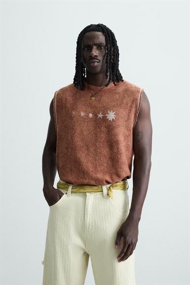 WASHED KNIT TANK TOP - Brick by Zara - Image 1