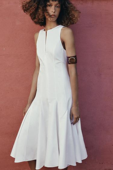 GODET MIDI DRESS - White by Zara