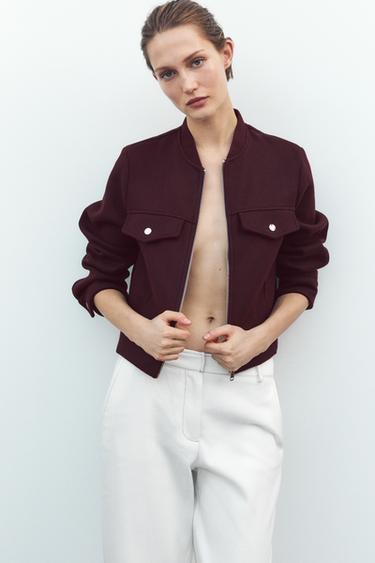 KURZE SOFT-JACKE - Burgundrot von Zara