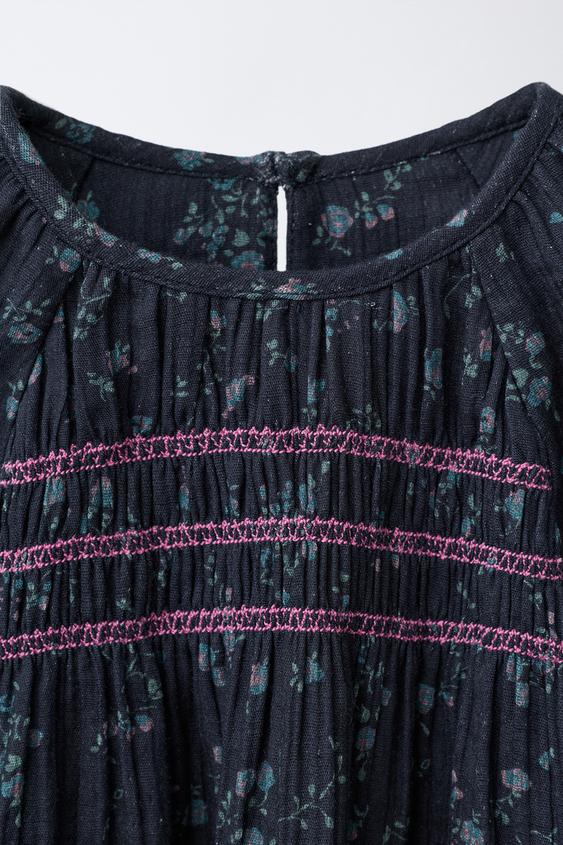 Zara Robe ROBE À IMPRIMÉ FLEURI - Gris anthracite | ZARA France