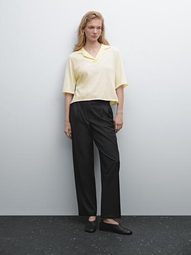 Zara 100% cotton knit polo shirt - Light yellow
