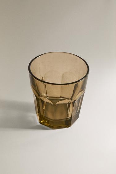 RAISED DESIGN GLASS COFFEE TUMBLER - Brown by Zara - Image 1