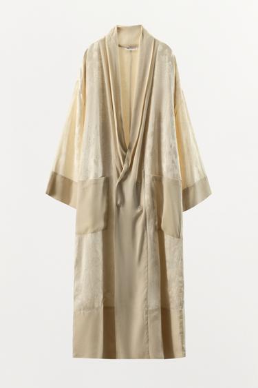 MANTEAU EN MATIÈRES VARIÉES JACQUARD LIN ÉDITION LIMITÉE - Vanille de Zara - Image 6