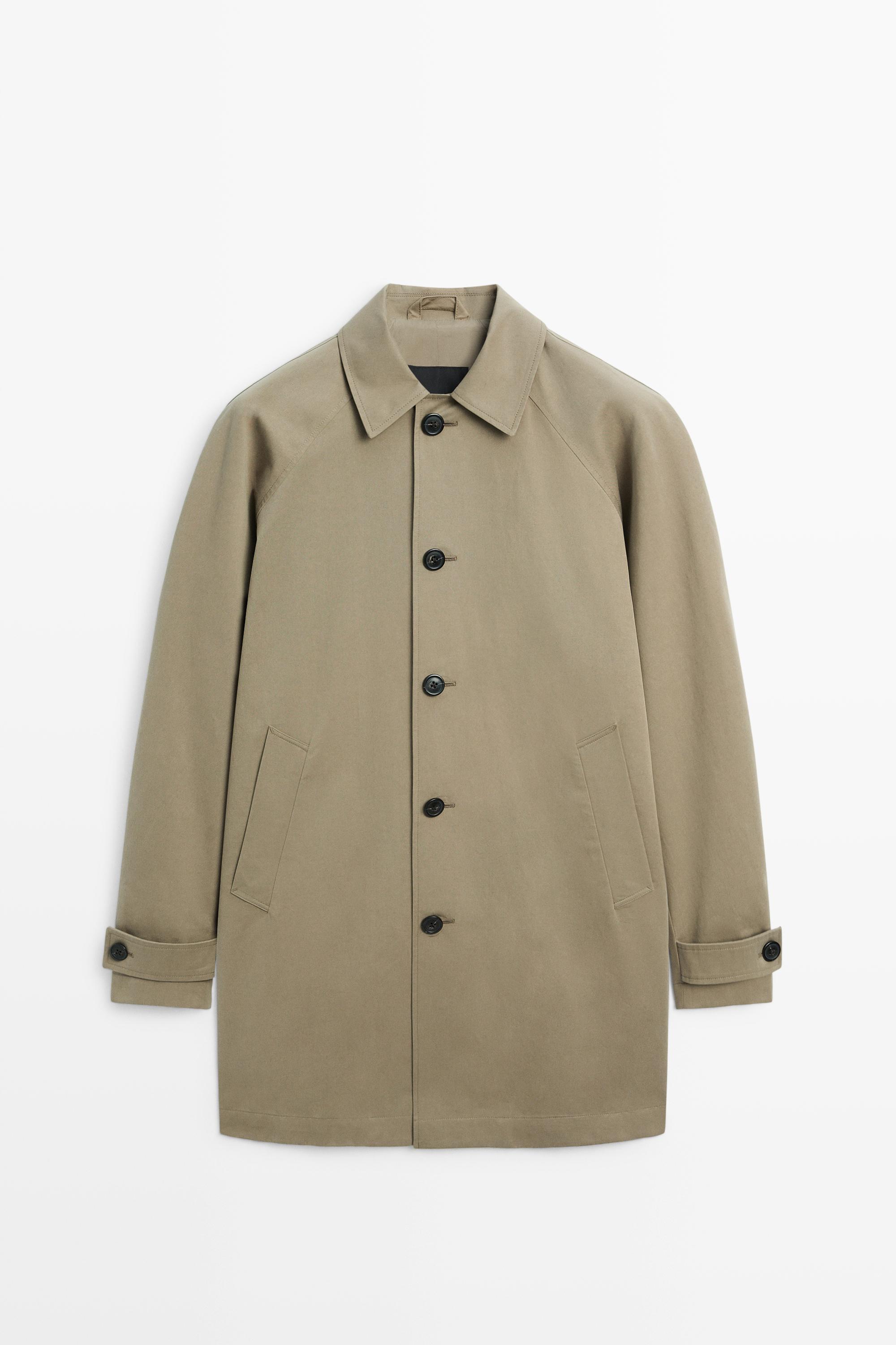 Oversize long 100% cotton trench coat — Black gold