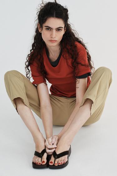 PANTALON MINI FLARE AVEC POCHES - Marron clair de Zara - Image 4