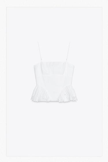 TOP POPELÍN CORSETERO - Blanco de Zara