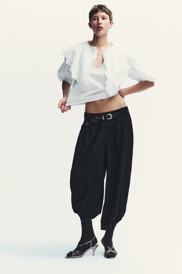 CHEMISE EN POPELINE COL CLAUDINE - Blanc de Zara