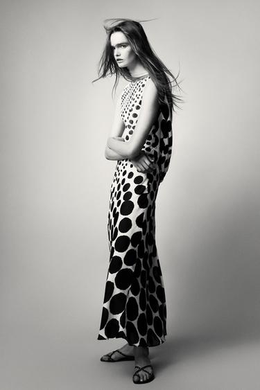 ZW COLLECTION POLKA DOT LONG DRESS - Black / White by Zara - Image 0