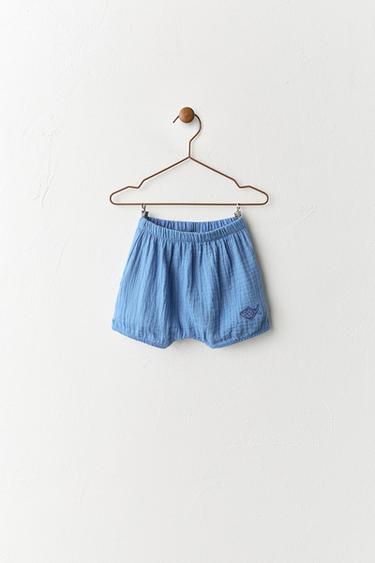 FISH EMBROIDERED BLOOMERS - Blue by Zara