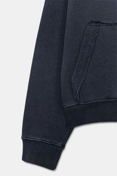 SWEAT À CAPUCHE EFFET DÉLAVÉ - Bleu de Zara - Image 8
