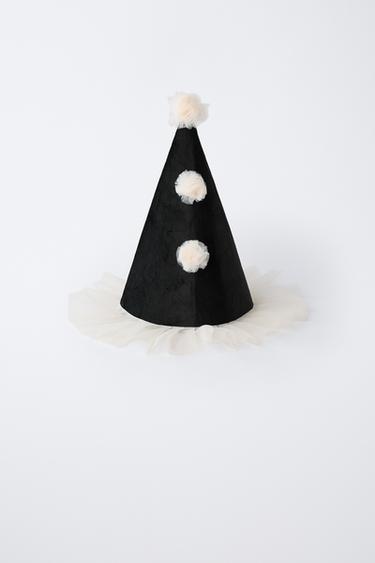 HARLEQUIN CLOWN FANCY DRESS HAT - Black by Zara