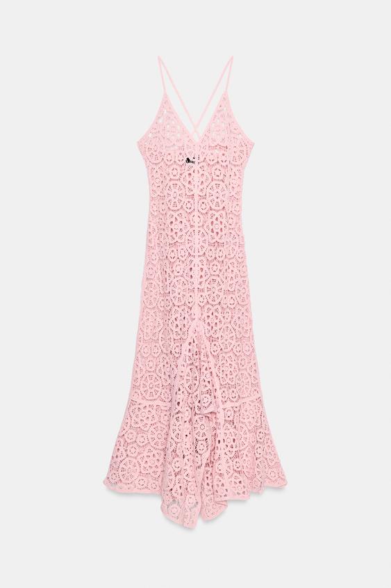 GUIPURE KNIT DRESS - Light pink by Zara - Image 0