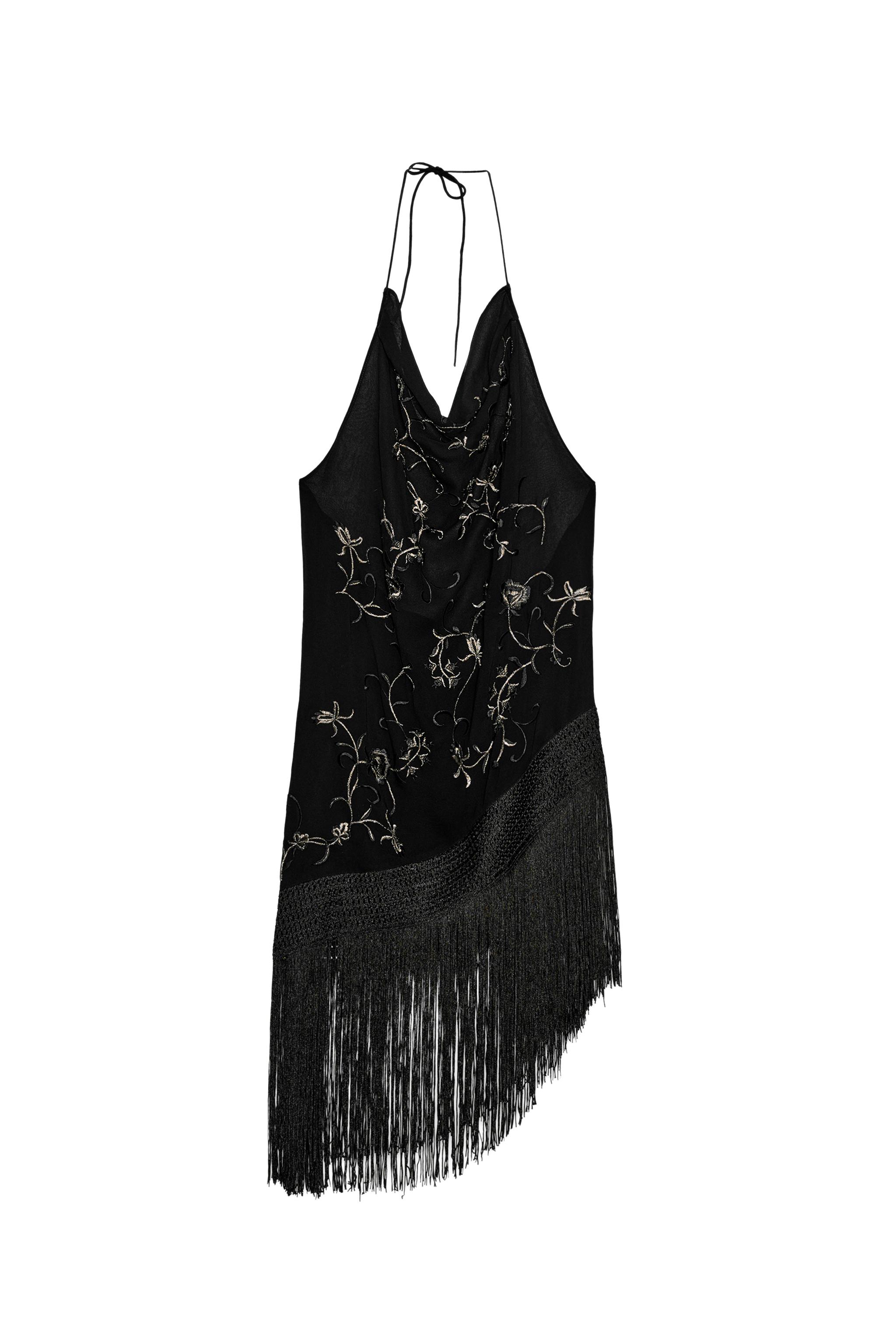 ZW COLLECTION EMBROIDERED FRINGE TOP - Black | ZARA United States