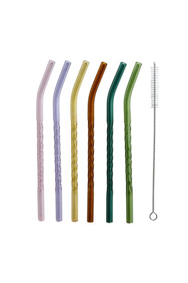 PACK OF COLOURED BOROSILICATE STRAWS (PACK OF 6) - Greens by Zara