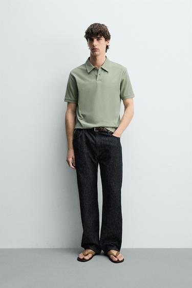 POLO REGULAR FIT ESTRUCTURA - Verde de Zara