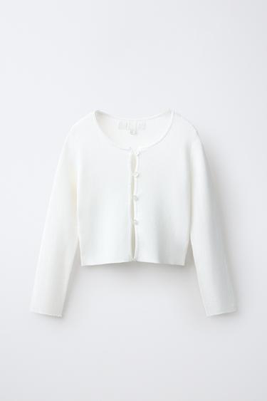 RIBBED KNIT CARDIGAN - White by Zara - Image 0