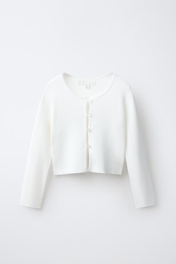 ÁO KHOÁC DỆT KIM GÂN - Màu trắng từ Zara - Hình ảnh 0