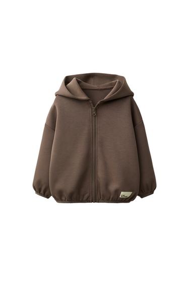 INTERLOCK ZIP-UP HOODIE - Brown by Zara