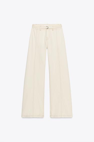 JEAN Z1975 BOOTCUT TAILLE HAUTE CEINTURE - Écru de Zara - Image 6