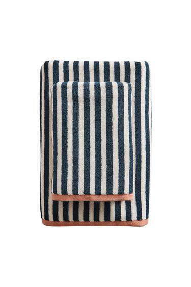 Zara KIDS' REVERSIBLE STRIPED BATH TOWEL - 沙色 / 藍色
