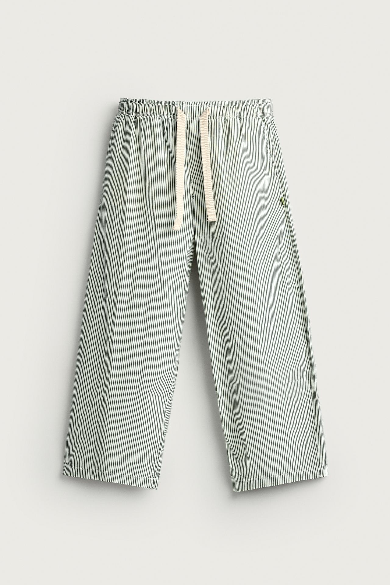 STRIPED BAGGY FIT PANTS — Green