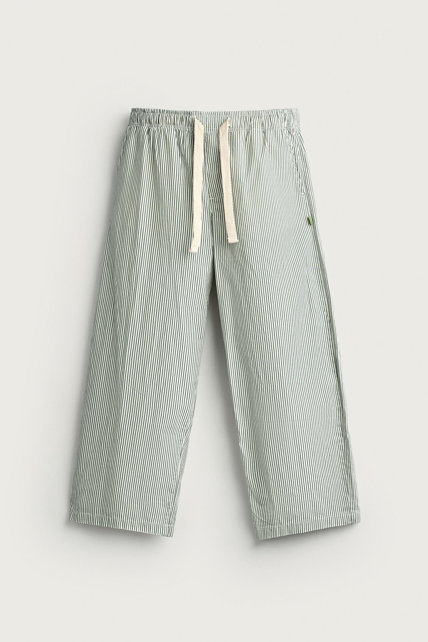 Мужские брюки Zara Striped Baggy Fit, цвет: Зелёный — фото 6