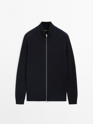 Zara Wool blend high neck cardigan - Navy blue