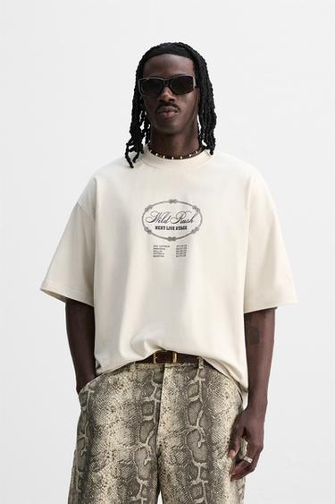 WASHED PRINT T-SHIRT - Sand by Zara - Image 1