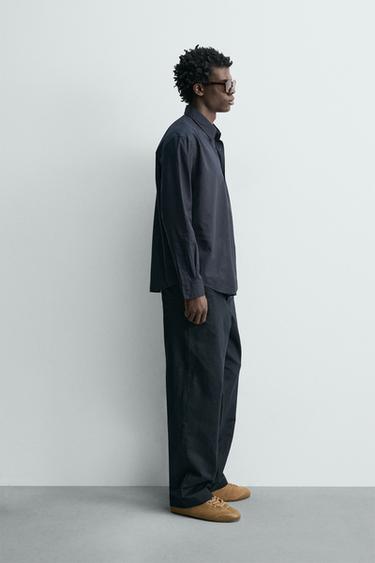 CHEMISE VOILE DE COTON - Bleu marine foncé de Zara - Image 3