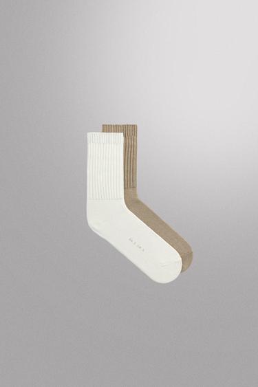 Zara TRAINING SOCKS 2-PACK - ecru-white