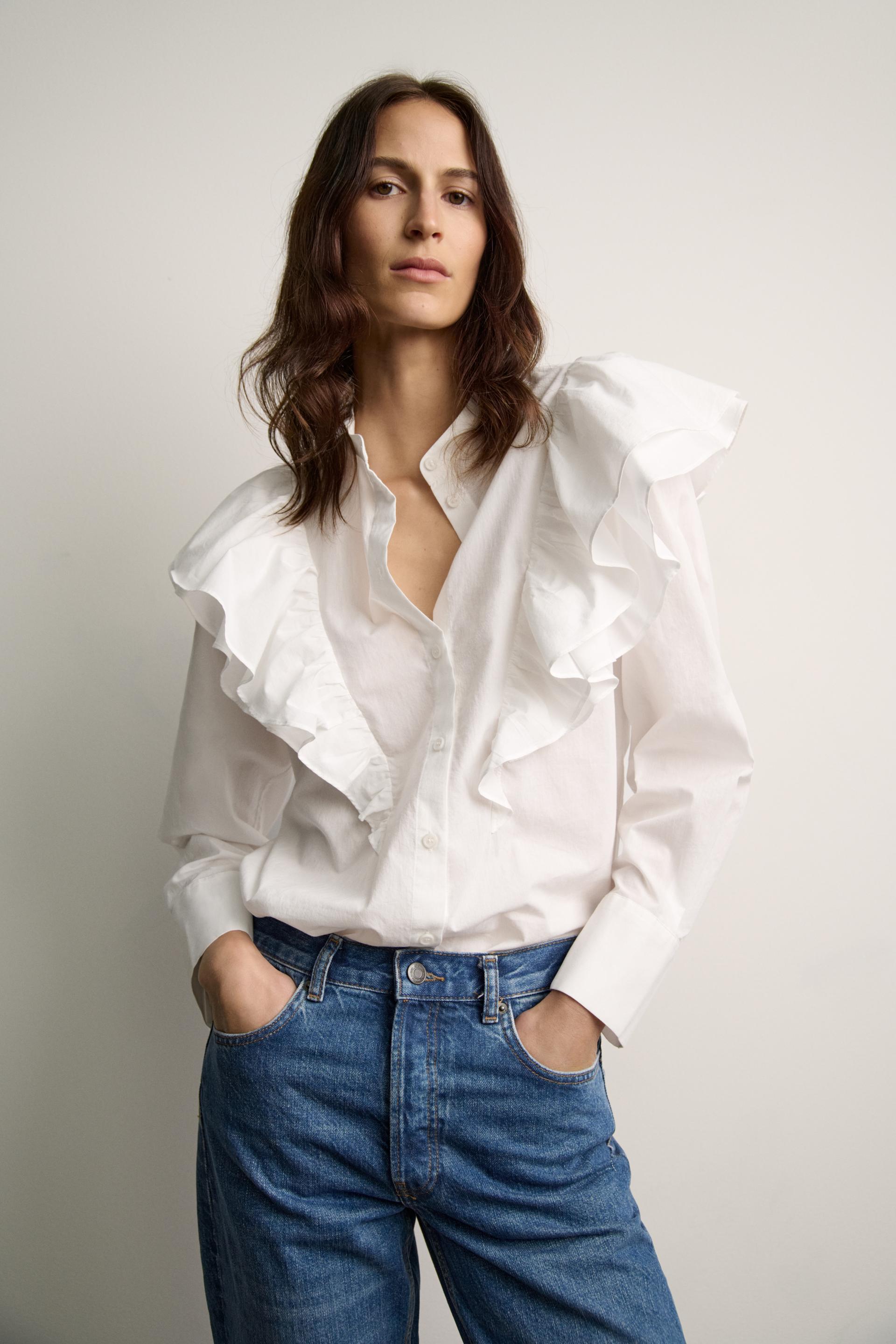 ZW COLLECTION BLOUSE WITH RUFFLES - White | ZARA Ireland